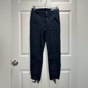 NEW Vince Camuto High Rise Laced Up Cuff Pants Navy Blue Women’s Sz 28/6